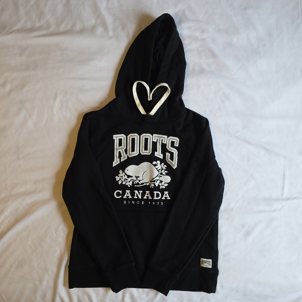 Roots Black Hoodie Sweater Size S